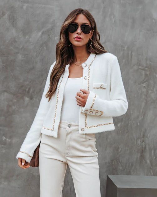 Mademoiselle Chain Link Trim Jacket - Ivory | VICI Collection