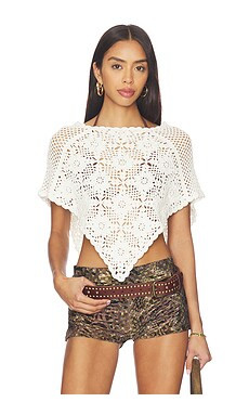 Frankies Bikinis Sophie Crochet Poncho in Soft Sand from Revolve.com | Revolve Clothing (Global)