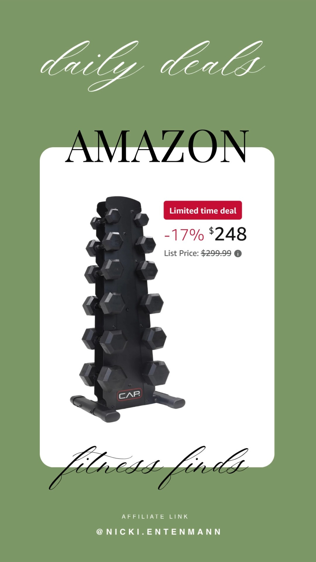 This CAP Barbell rubber coated dumbbell weight set with vertical rack brings cheerful strength and effortless style to everyday workouts with durable flair. #CAPBarbell #DumbbellSet #WeightTraining #HomeGymEssentials #FitnessGear #WorkoutGoals #StrengthTraining #ActiveLife #GymStyle #HealthyLiving 🏋️‍♂️💪✨
 

 #LTKfitnessgoals #LTKActive #LTKHome