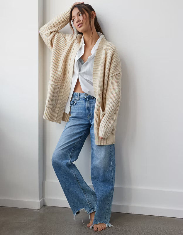AE Whoa So Cozy Waffle Cardigan | American Eagle Outfitters (US & CA)