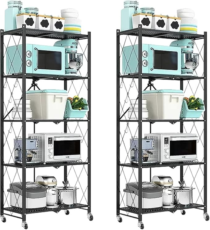 Storage Shelves 5-Tier Garage Shelving Unit, Heavy Duty Storage Rack with Wheels, Adjustable Wire... | Amazon (US)