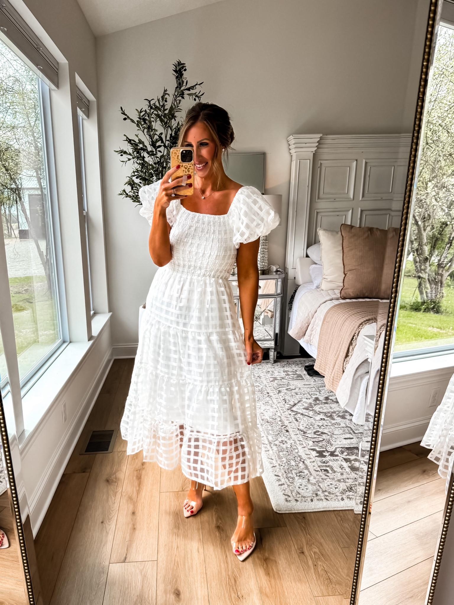 Amazon white dress wear it on or off shoulder 
I sized down I think this runs a little big 

#LTKfindsunder50 #LTKmidsize #LTKwedding