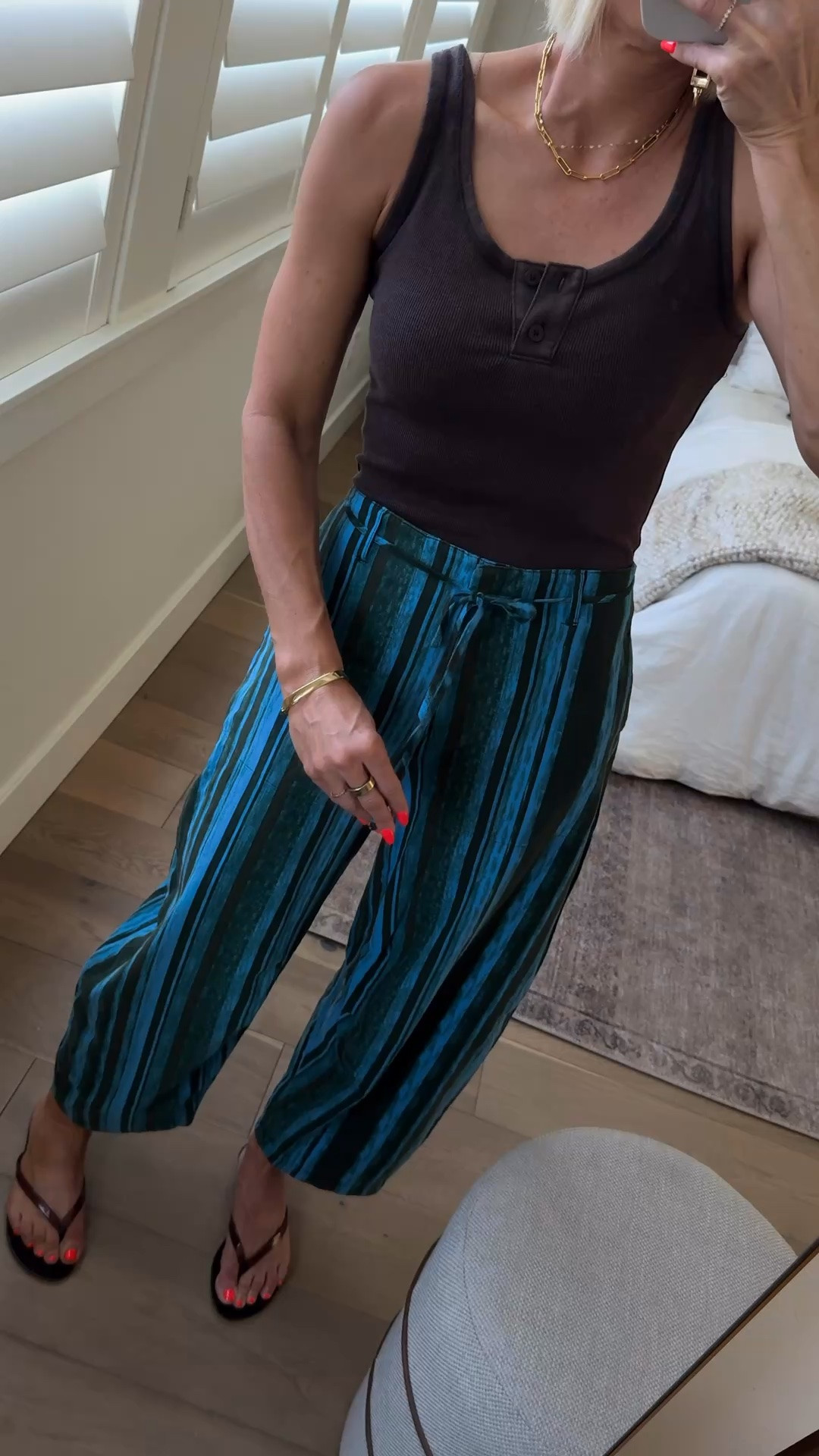 Loving all things striped + linen. Cutest button front tank— fits tts
These pants are selling FAST. Wearing us4 (0-2), but could also size up!

#LTKmomlife #LTKOver40 #LTKxMadewell