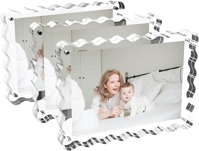 3 Pack Acrylic Picture Frame, 4x6 inch Magnetic Picture Frames with 10+10mm Thick Block, Double S... | Amazon (US)