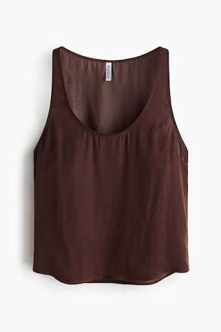 H & M - Scoop-Neck Chiffon Top - Dark Brown | H&M (US + CA)