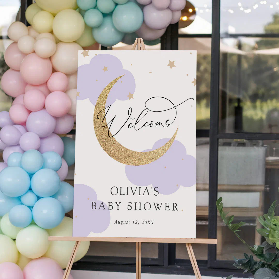 Moon and Stars Baby Shower Welcome Sign | Zazzle | Zazzle
