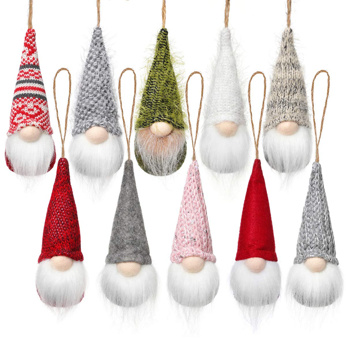 Christmas Tree Hanging Gnomes Ornaments Set of 10, Swedish Handmade Plush Gnomes Santa Elf Hangin... | Amazon (US)