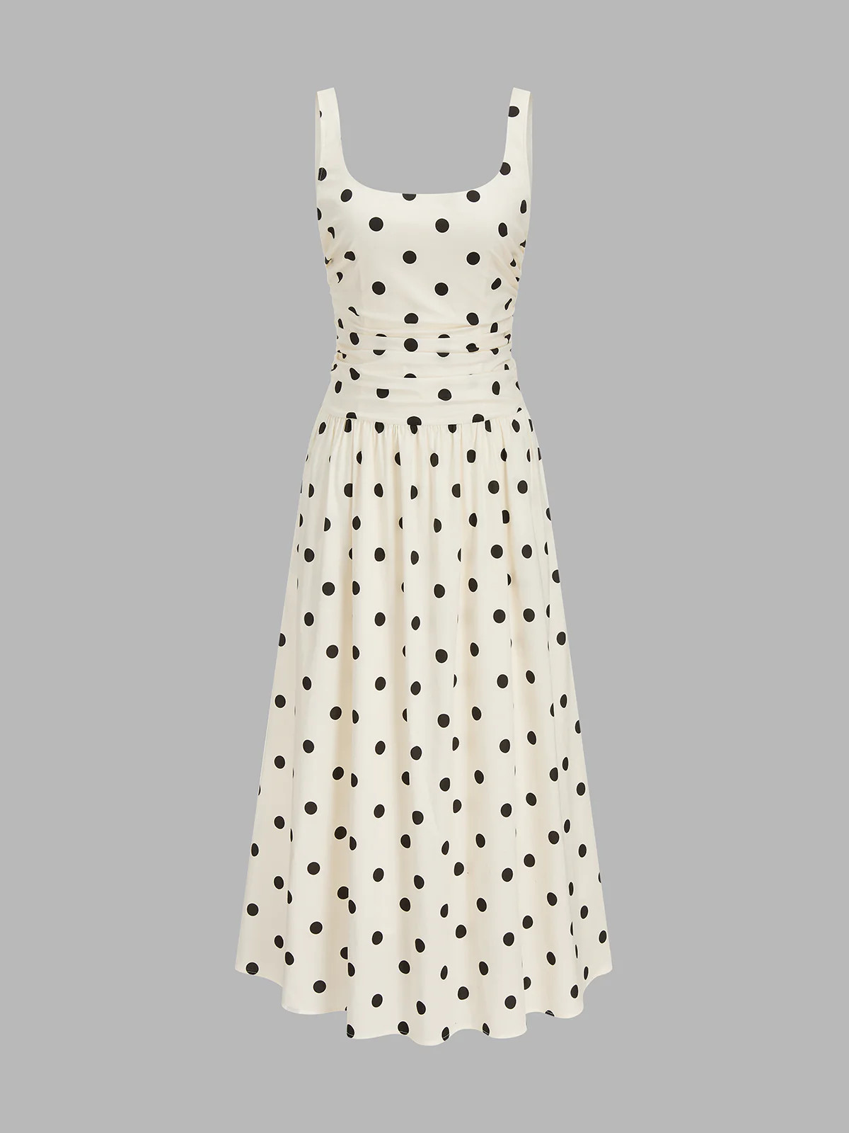 Polka Dot Ruched Cami Maxi Dress | Commense