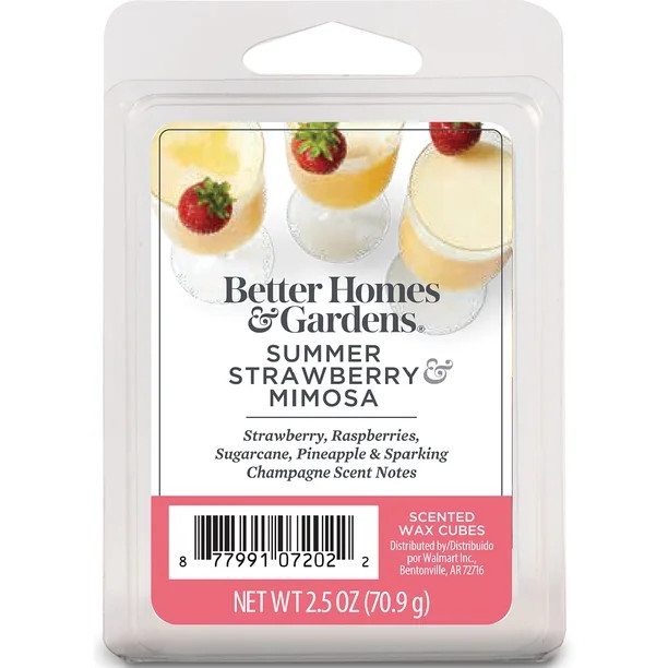 Summer Strawberry Mimosa Scented Wax Melts, Better Homes & Gardens, 2.5 oz (1-Pack) | Walmart (US)