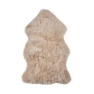 HomeRoots Josephine Taupe 2 ft. x 3 ft. Solid Sheepskin Area Rug 293183 | The Home Depot