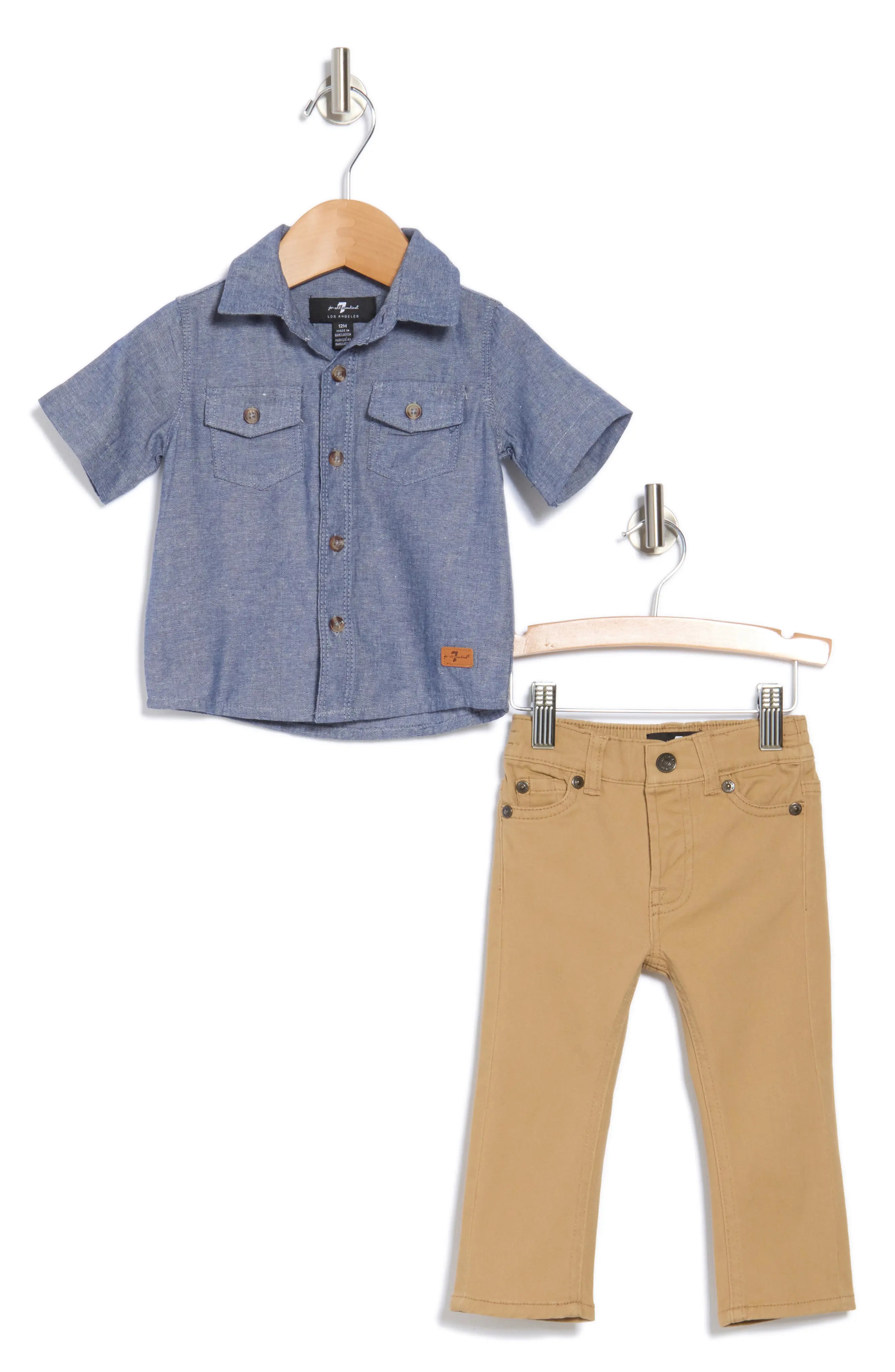 7 For All Mankind Woven Button-Up Shirt & Straight Leg Jeans Set | Nordstromrack | Nordstrom Rack