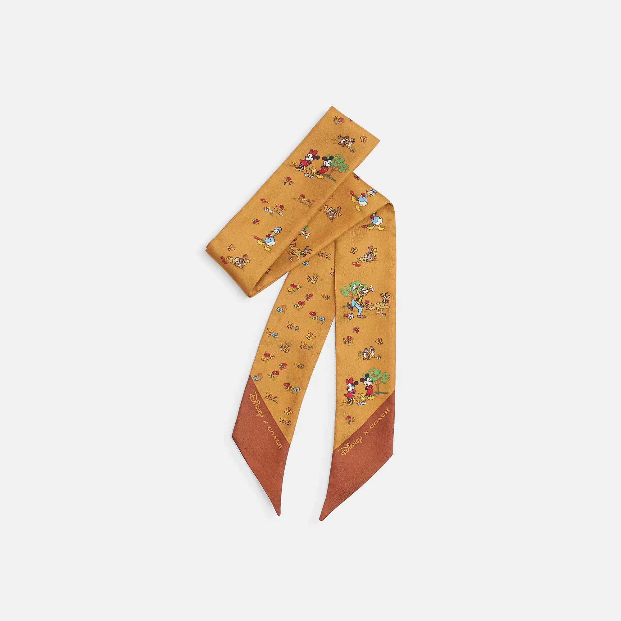 Disney X Coach Silk Skinny Scarf With Mickey Mouse And Friends | Coach (US)