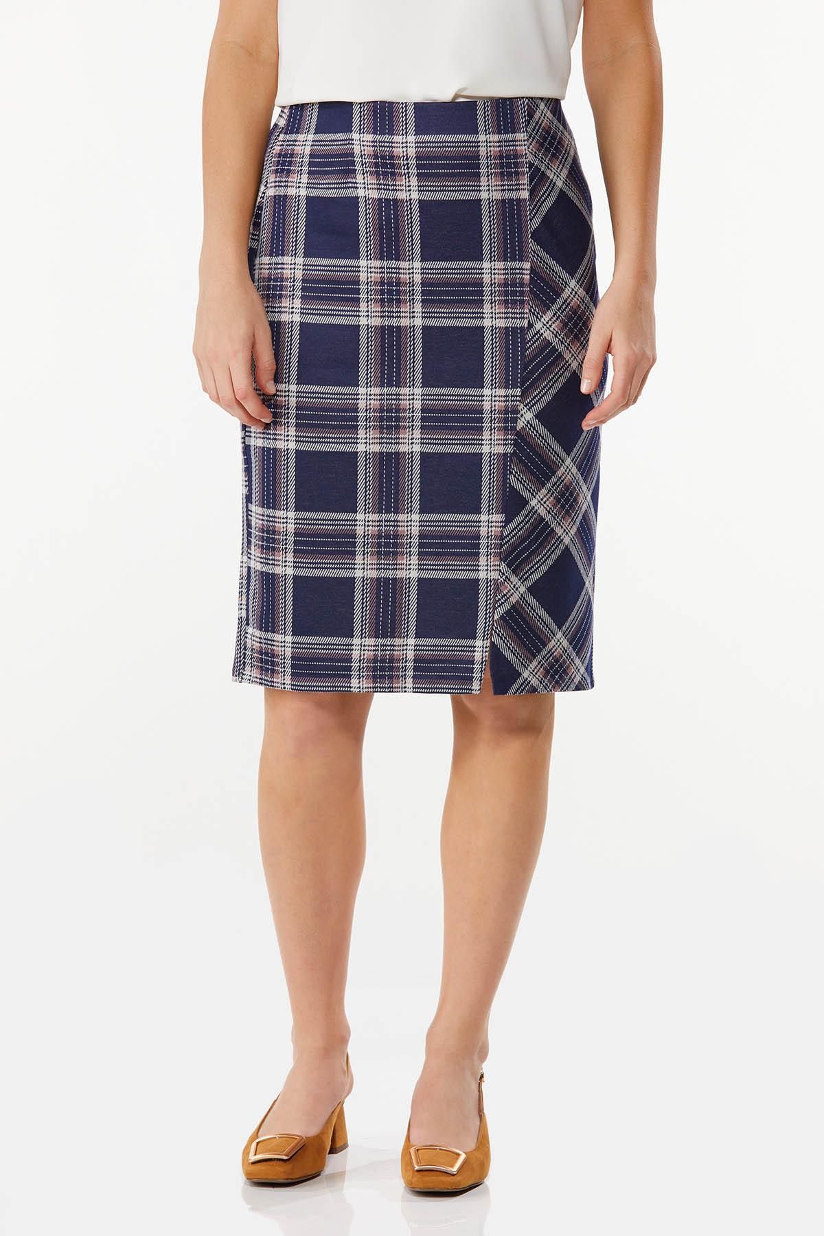 Navy Plaid Pull-On Skirt | Cato Fashions
