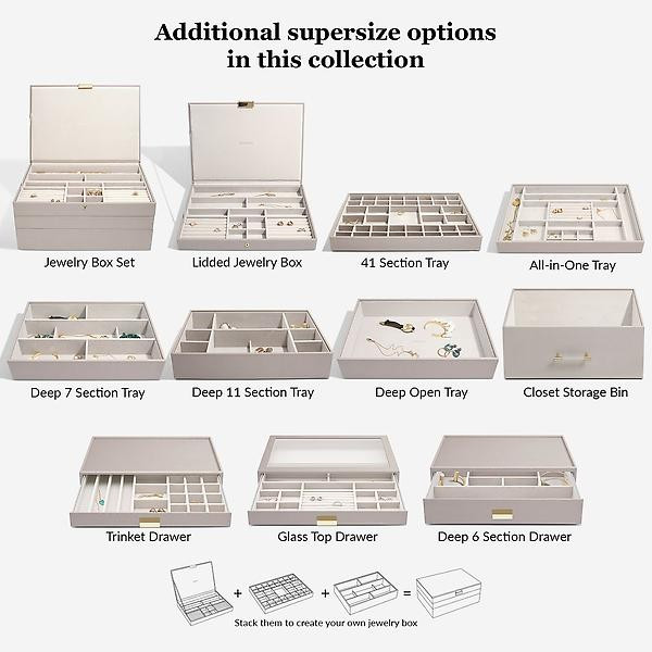 Stackers Supersize Glass Top Drawer Taupe | The Container Store