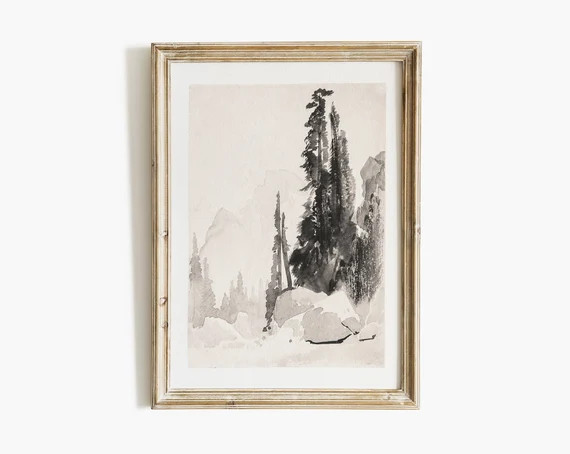 Rustic Tree Sketch | Vintage Nature Drawing | Antique Woodland Art Print Digital PRINTABLE Painti... | Etsy (US)