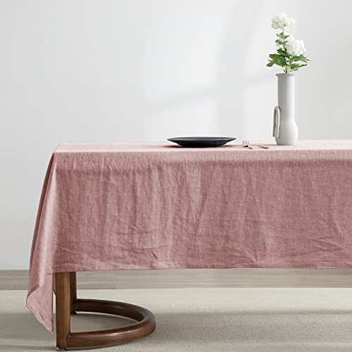 EVERLY 100% Pure Linen Rectangle Tablecloths 60x108Inches for Dining,Buffet Parties,Picnic,Events,Weddings and Restaurants,Decorative Halloween,Thanksgiving Machine Washable Tablecloths-Muddy Pink | Amazon (US)