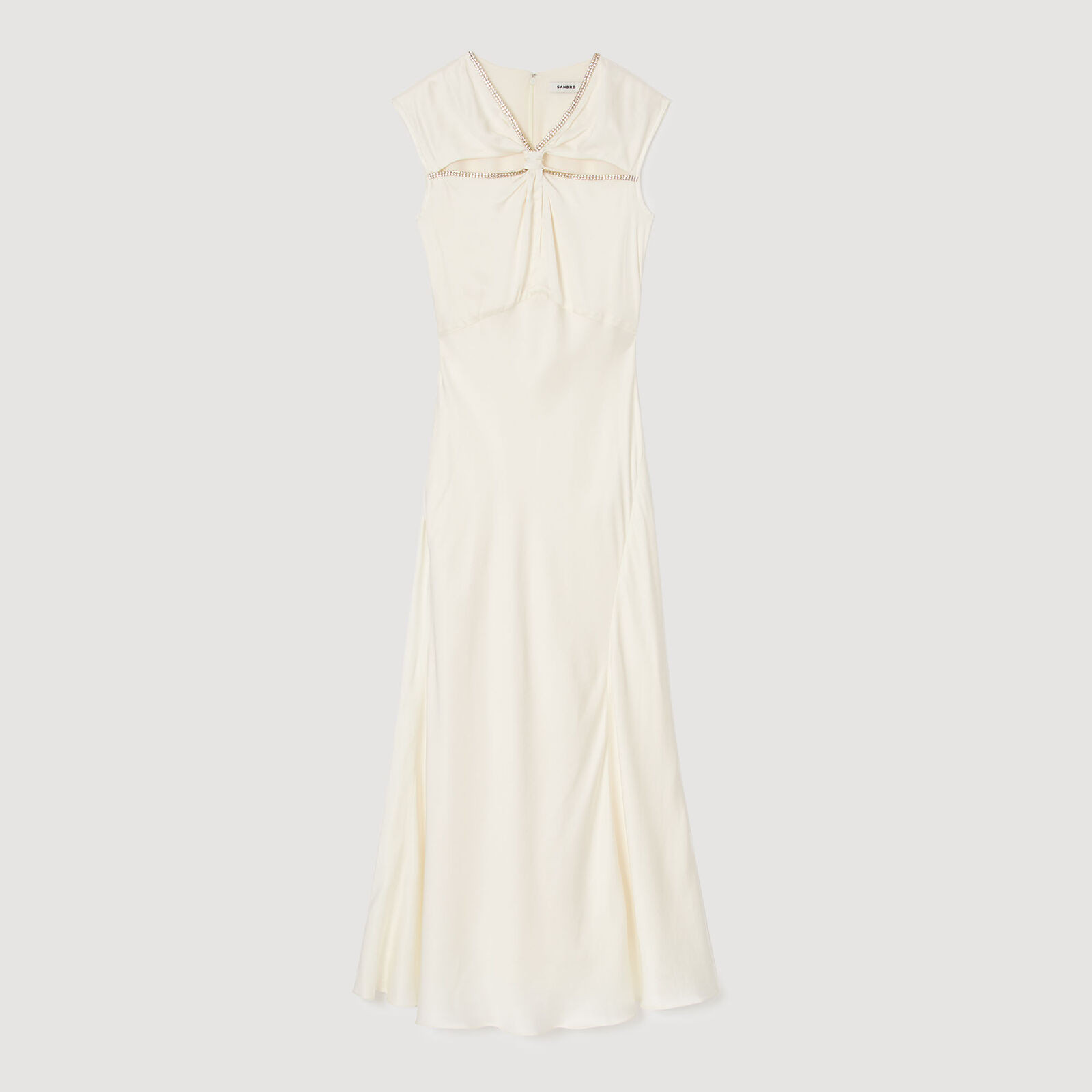 Satin maxi dress with rhinestones | Sandro US | Sandro-Paris US