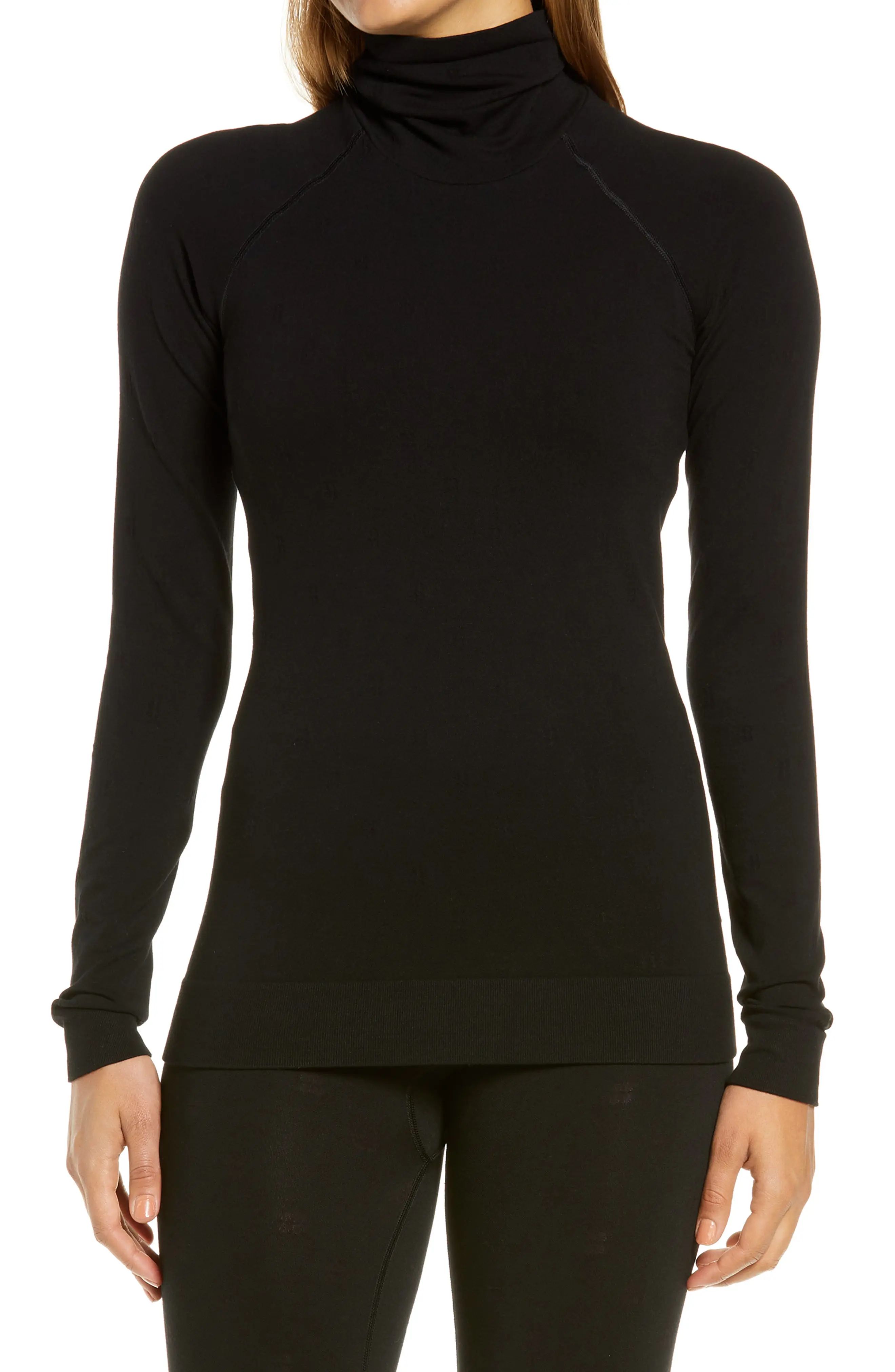Sweaty Betty Jacquard Base Layer Turtleneck Pullover in Black at Nordstrom, Size Large | Nordstrom