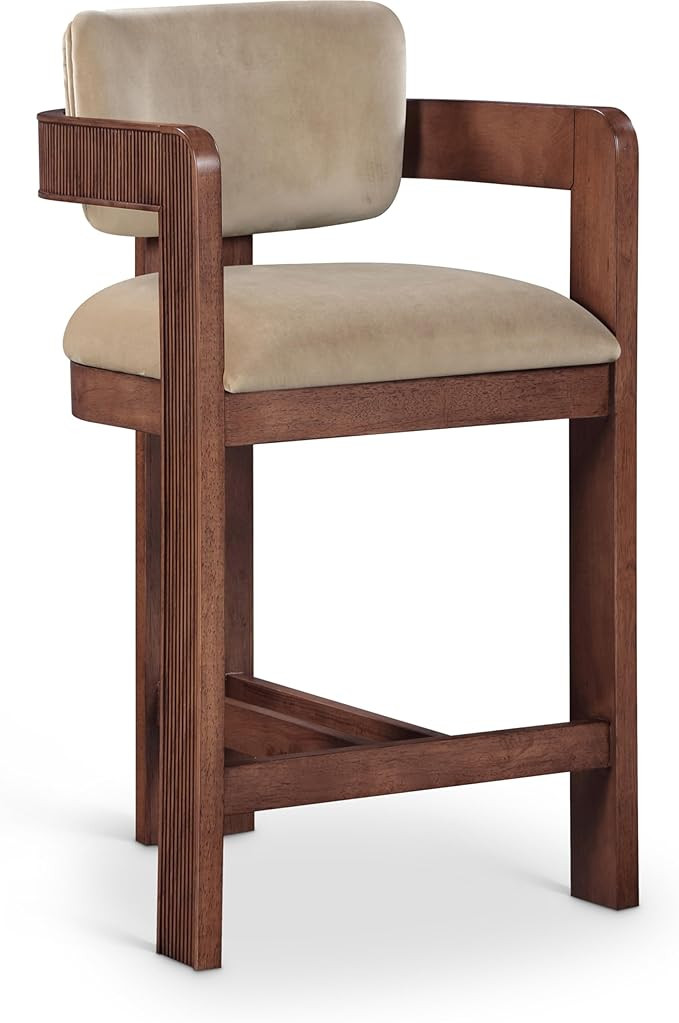 Meridian Furniture 11079Beige-C Sacha Collection Art Deco Stool with Ultra Luxe Beige Velvet, 460... | Amazon (US)