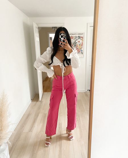 Cute spring outfit or brunch outfit — pink cargo pants and white ruffle crop top … both Amazon finds under $50 (wearing size small) #amazon 



#LTKunder50 #LTKstyletip #LTKFind