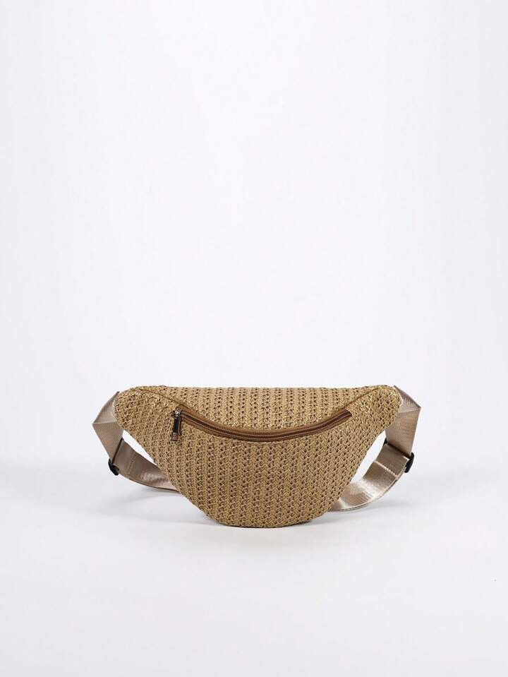 Solid Color Adjustable Strap Woven Bag For Daily And Vacation Use | SHEIN