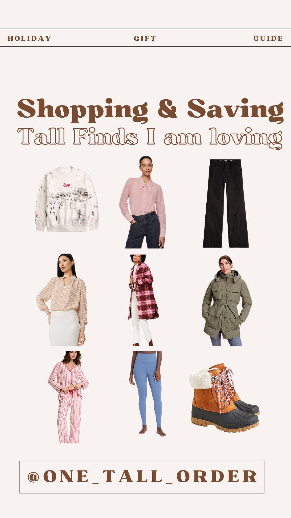 Lately, I’ve been sharing a lot of random finds on stories, so I wanted to round them all up in one place for you! Here’s what I’m loving right now:

✨ Abercrombie & Fitch oversized ski sweatshirts – so cozy and perfect for layering.
✨ Gap tall blouses – timeless and versatile wardrobe staples.
✨ Loft tall coats – currently 50% off and great for winter layering.
✨ J.Crew winter finds – stunning pieces on major sale right now.
✨ Target leggings – I gave these a try and they’re so comfy!
✨ Victoria’s Secret flannel PJs – the cutest prints for lounging.
✨ Eddie Bauer – 60% off winter accessories, including their iconic parkas.

Everything is linked here for easy shopping! Don’t miss out on these deals. 

Tall, tall friendly, long, extra long, tall fashion, tall style, tall clothing, tall girl long inseam, jeans, wedding guest dress, summer dress, teacher outfit, halloween, maternity, back to school, work outfit, fall outfit, fall décor, ootd, country concert, work wear, blazers, gift guide, holiday, cozy, Christmas décor, boots, gifts for her, gifts for him
Follow me on Instagram at www.instagram.com/one_tall_order to check out my daily fun and fabulous tall finds ❤️


#LTKGiftGuide #LTKHoliday #LTKSaleAlert