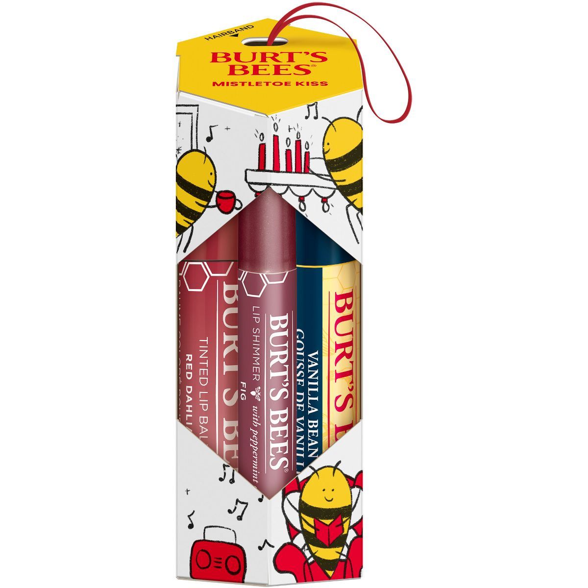 Burt's Bees Mistletoe Kiss Red Vanilla Bean Lip Balm Gift Set - 3pc | Target