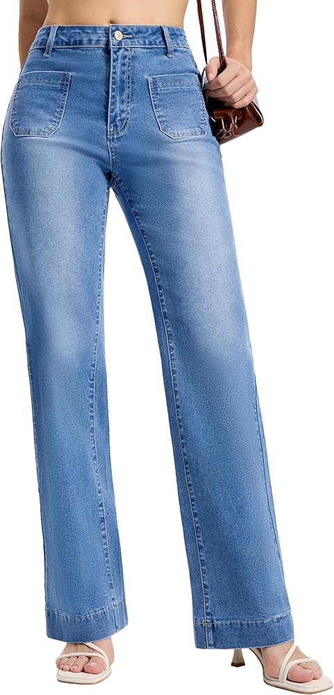 SEVEGO Tall Women's 34"/36"/38" Inseam Wide Leg Jeans High Waisted Stretchy Straight Loose Trendy... | Amazon (US)