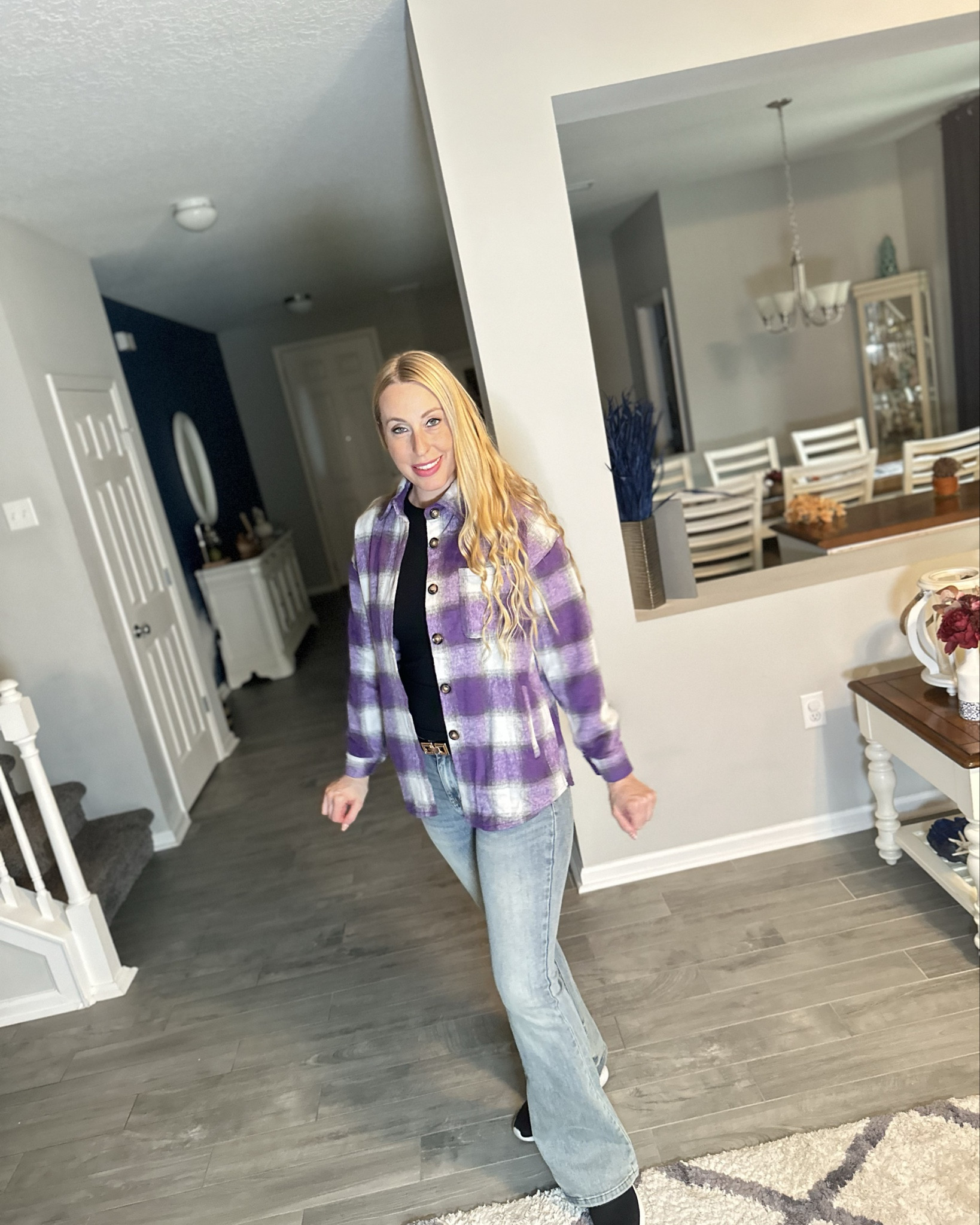 Purple plaid shacket 
🤍 perfect for layering and keeping warm through fall
🤍 wearing size small, fits true to size

#LTKFindsUnder50 #LTKFindsUnder100 #LTKStyleTip