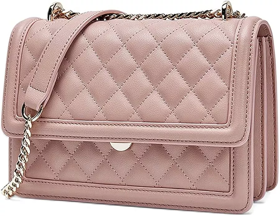ER.Roulour Quilted Crossbody Bags for Women, Trendy Roomy Shoulder Handbags  with Flap Gold Hardware Chain Purses Shoulder Bag