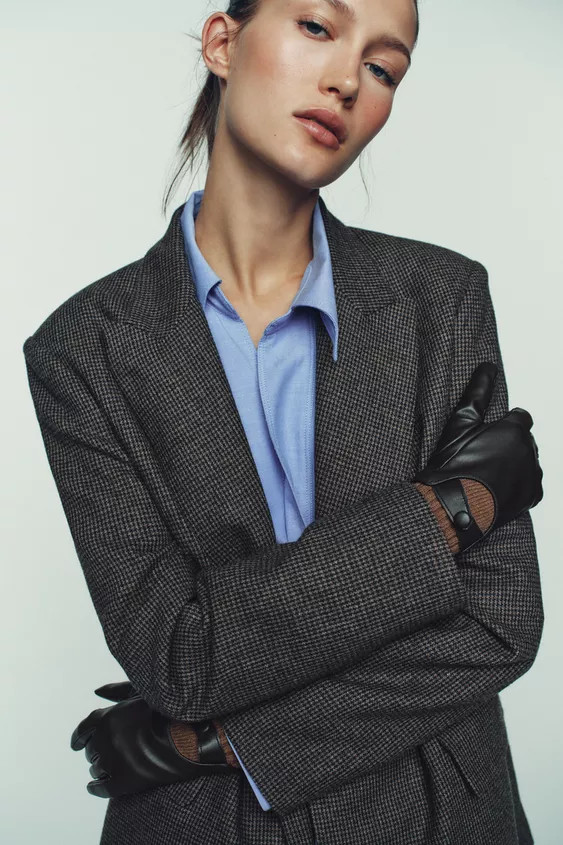 FAUX LEATHER GLOVES WITH WOOL | Zara US