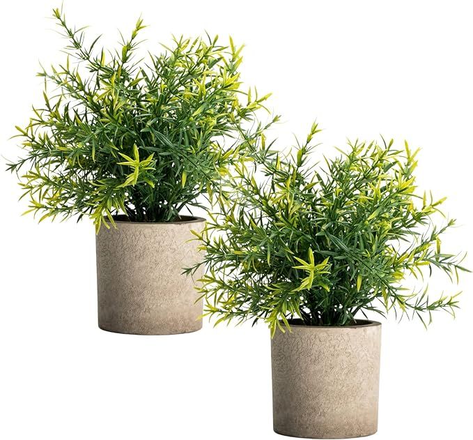 Velener 2Pcs Artificial Potted Rosemary Plants- Rustic Farmhouse Fake Shrubs for Decoration Cente... | Amazon (US)
