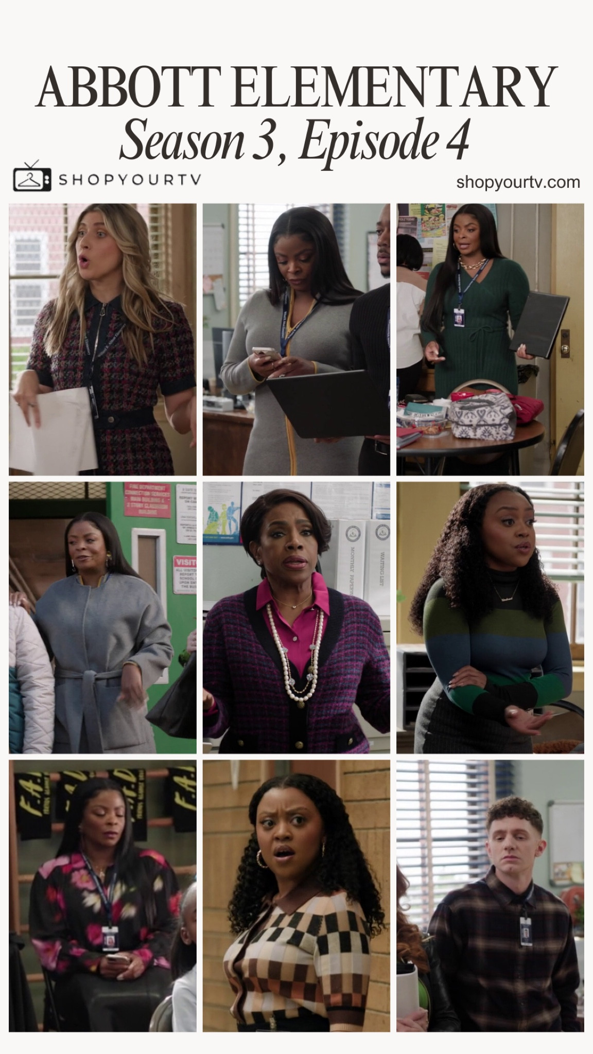 Abbott Elementary season 3 episode 4 outfits 

More on shopyourtv.com 