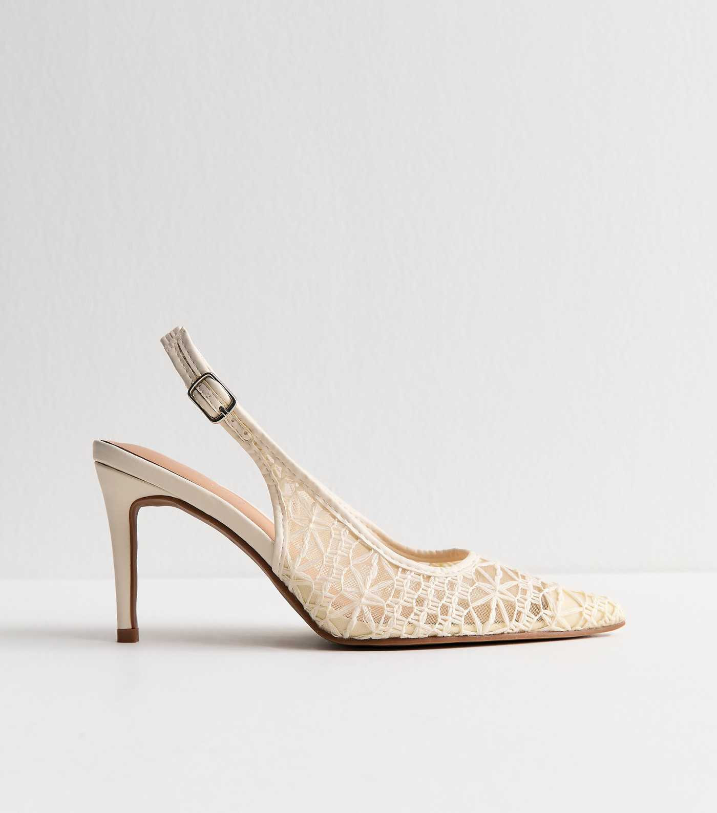 Off White Crochet Slingback Pumps | New Look | New Look (UK)