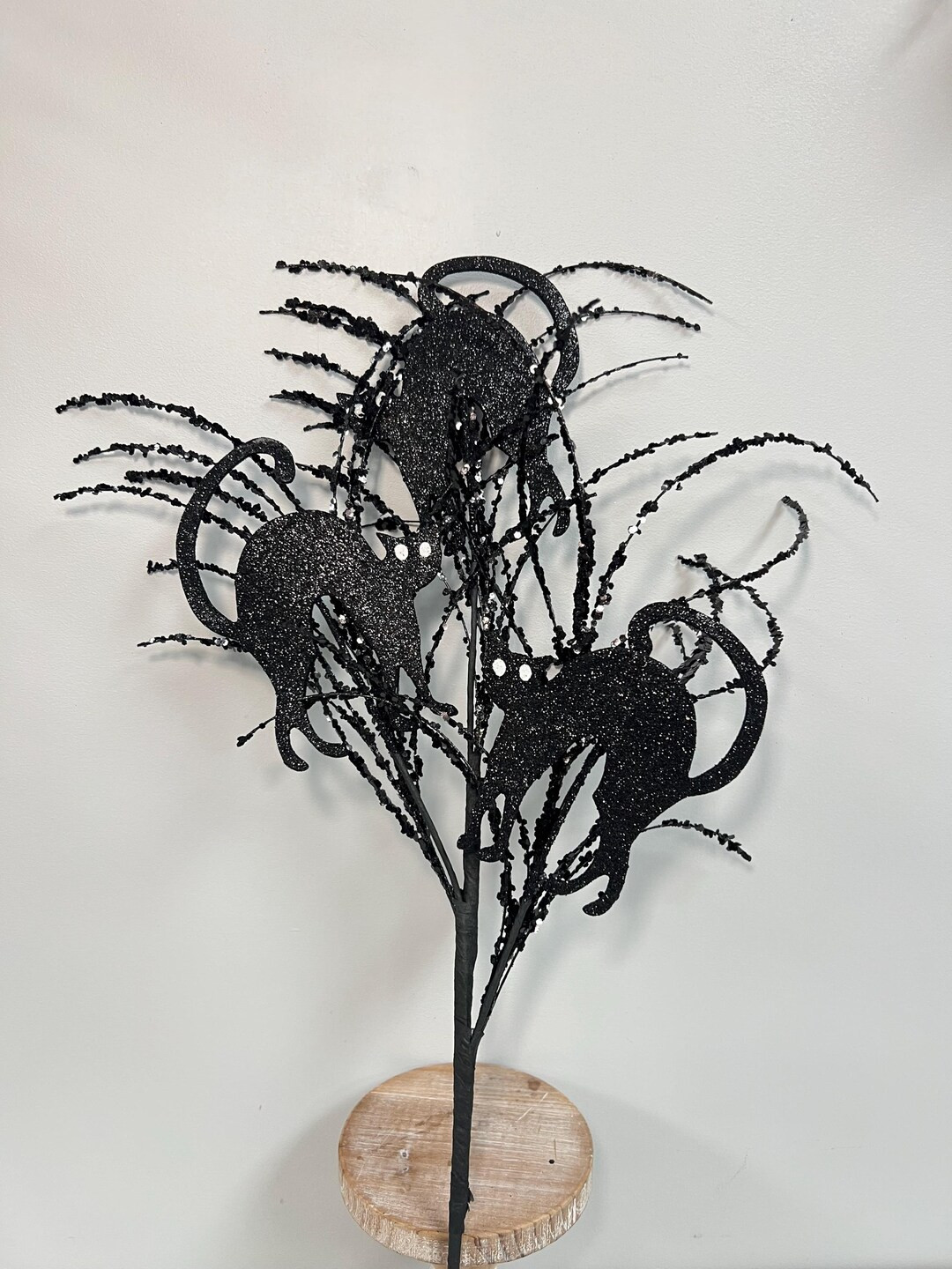 Halloween Black Cat Glitter Pick for Wreaths, Spooky Cat Floral Stem, Glitter Halloween Craft Pic... | Etsy (US)