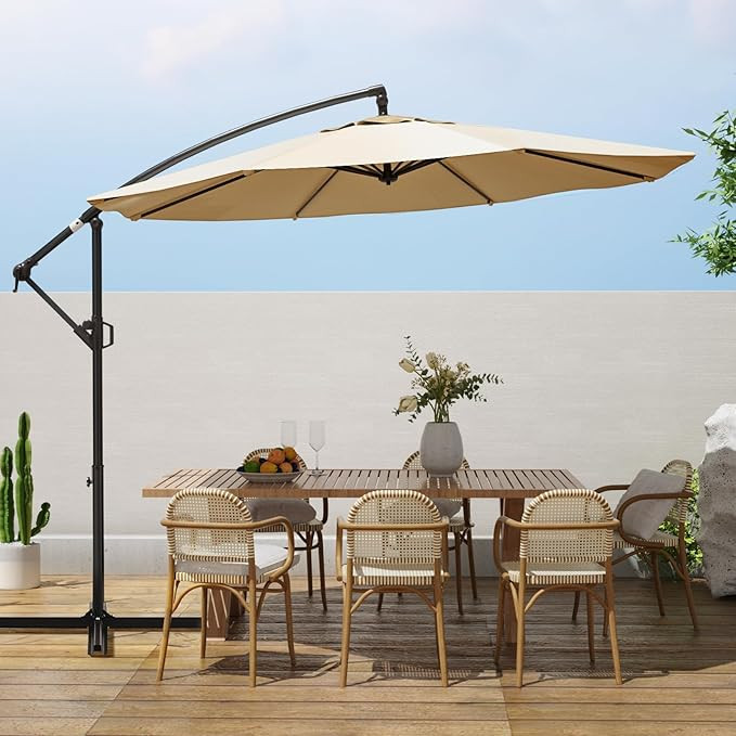 wikiwiki 10ft Patio Umbrellas Offset Outdoor Cantilever Hanging Umbrella w/Infinite Tilt, Fade Re... | Amazon (US)