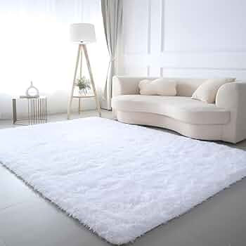 White Shag Area Rug 9x12 - Fluffy Soft Large Rugs for Living Room Bedroom - Modern Shaggy Plush N... | Amazon (US)