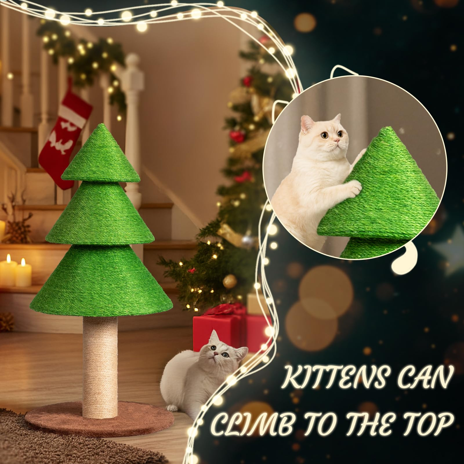 Outvita 31.5in Christmas Tree Cat Scratcher, Cat Scratching Post for Indoor Cats, Large Sisal Cat... | Amazon (US)