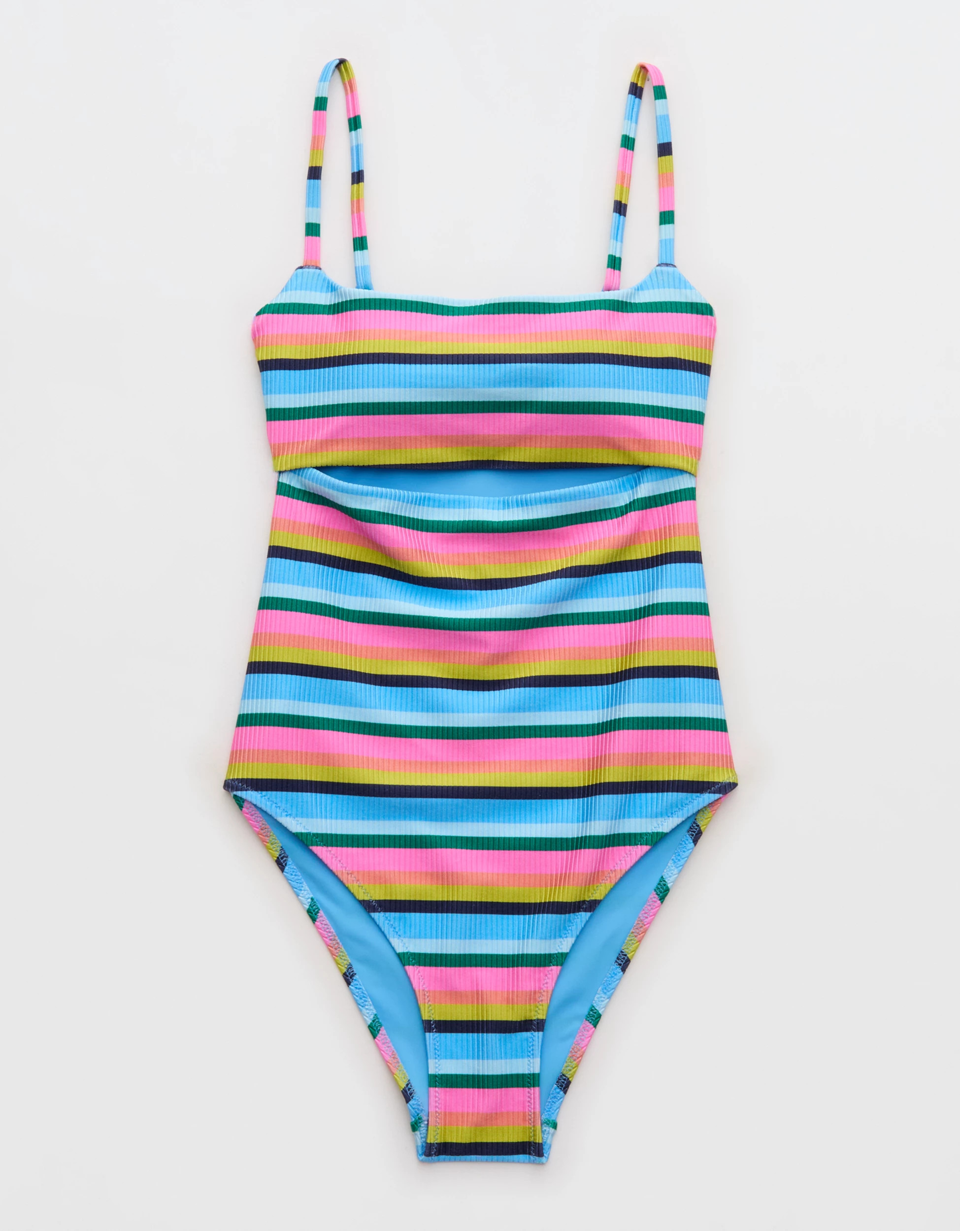 Aerie Cutout Shine Rib One Piece Swimsuit | Aerie