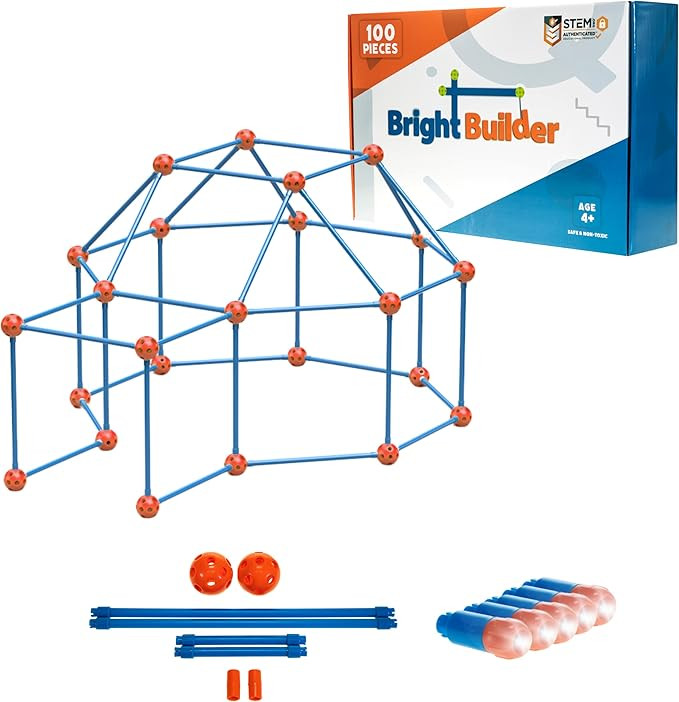 Intellio Toys 100 Pieces Fort Building Kit Plus 5 Light Set for Kids 4-8 - STEM Building DIY Educ... | Amazon (US)