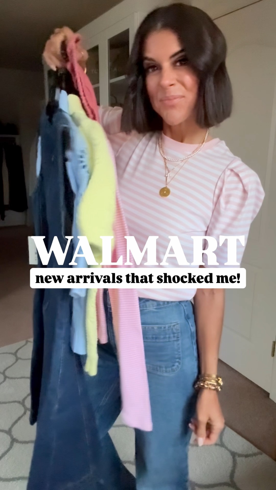 Walmart new arrivals! I’m in size xs in all tops except the long sleeve pink striped one. Size xs in denim dress. Size small in shorts. Jeans fit true to size. I’m 5’5 for reference. 

#LTKVideo #LTKfindsunder100 #LTKSeasonal