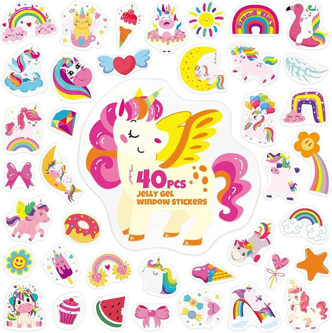 40PCS Unicorn Window Clings for Kids, Rainbow Pony Jelly Stickers for Toddlers Glass Windows, Thi... | Amazon (US)