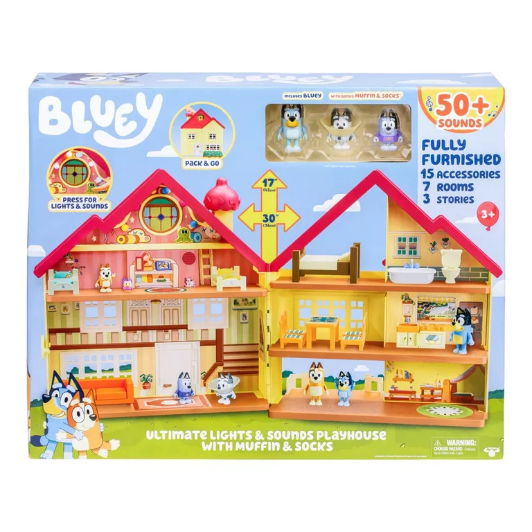 Bluey Juego de Casa de Juegos con Luces y Sonidos Definitivos (con Muffin y Calcetines) | Walmart (US)
