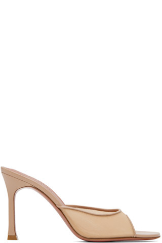 Beige Alexa Mesh Slipper 95 Heeled Sandals | SSENSE