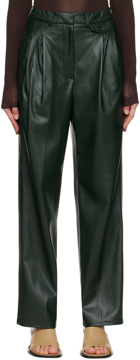 The Frankie Shop Green Pernille Faux-Leather Pants | SSENSE