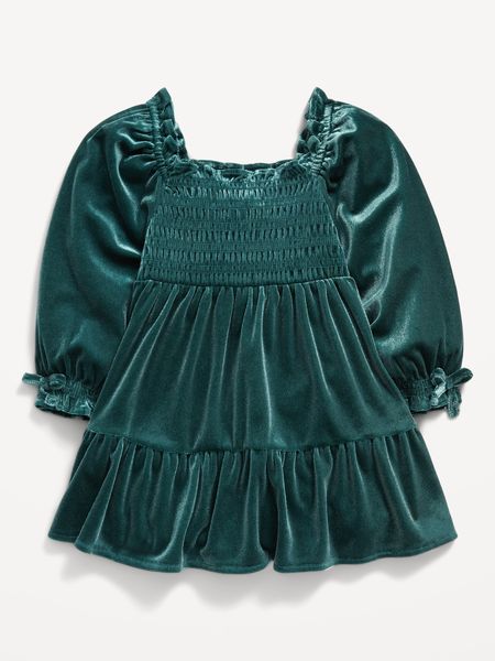 Velvet Long-Sleeve Smocked Tiered Dress for Baby | Old Navy (US)