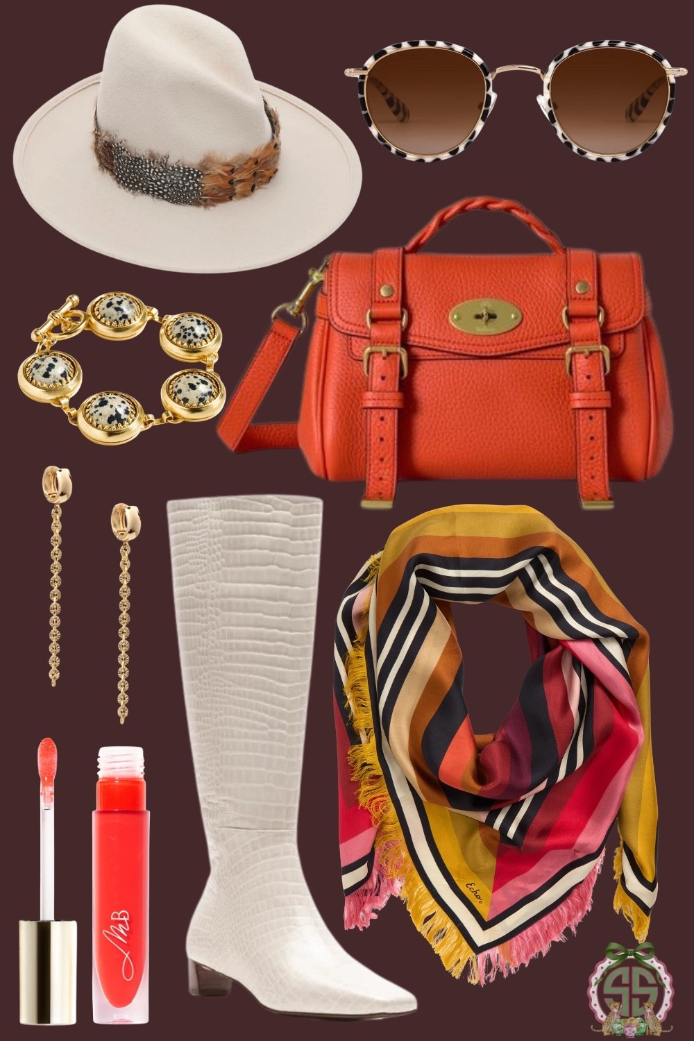 Western but make it polished 🤎🐆✨ This fall outfit edit is giving elevated cowgirl meets Southern chic with the dreamiest mix of warm autumn color, animal print, and statement accessories. An ivory western hat + white croc cowboy boots keep it classic, while the burnt orange satchel, striped scarf, leopard jewelry, gold drop earrings, tortoise sunglasses, and pop of red-orange lip color make the whole look feel collected and FUN.

Perfect inspo for fall concerts, girls’ trips, Nashville weekends, game day, rodeo season, date night, or an elevated everyday western look. Save this one for your fall wardrobe mood board! 🤠🍂

Shop the look + similar finds linked here 🛍️

#LTKStyleTip #LTKFindsUnder100 #LTKSeasonal #LTKFall #LTKFashion #LTKAccessories #WesternStyle #WesternFashion #WesternOutfit #WesternChic #CowgirlStyle #CowgirlChic #CoastalCowgirl #SouthernStyle #SouthernFashion #FallFashion #FallOutfit #FallOutfitIdeas #FallStyle #AutumnStyle #CowboyBoots #WhiteCowboyBoots #WesternBoots #WesternHat #StatementAccessories #FallAccessories #LeopardPrint #AnimalPrint #TortoiseSunglasses #StatementScarf #FallHandbags #OrangeHandbag #NashvilleStyle #NashvilleOutfit #ConcertOutfit #CountryConcertOutfit #RodeoOutfit #GameDayStyle #GirlsTripOutfit #DateNightOutfi

#LTKgrwm #LTKootd #LTKOver40
