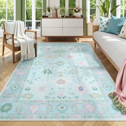 LIVEBOX Washable Oushak Rug for Living Room, Non Slip Boho 5 x 7 Area Rug for Bedroom, Soft Turki... | Amazon (US)