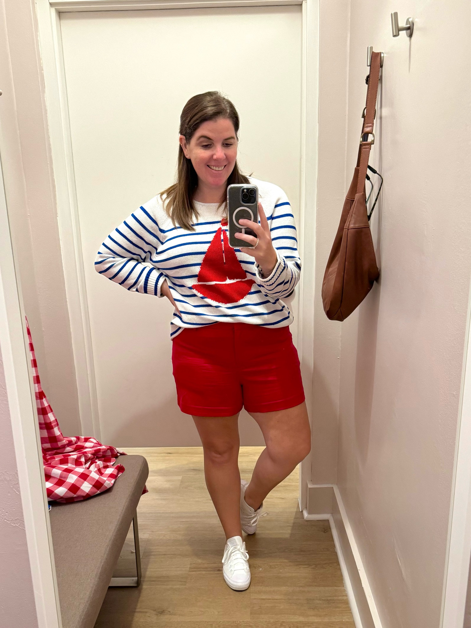 If I lived somewhere where I wouldn’t die from the heat on the 4th, this would be the perfect look! This is the same sweater that I paired with the red dress and this look is too cute! The sweater and the shorts run TTS and they are 40% off  

#LTKMidsize #LTKStyleTip #LTKSaleAlert