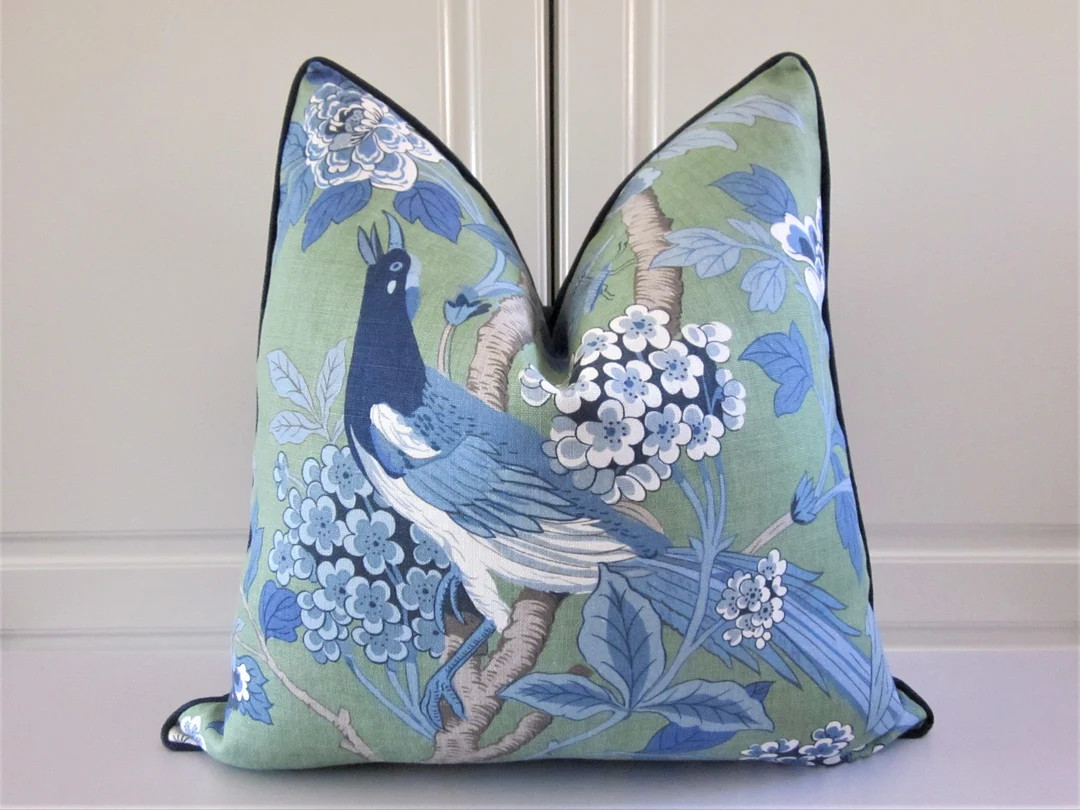 GP J Baker Decorative Pillow Cover-hydrangea Bird-in Emerald-20x20 - Etsy | Etsy (US)